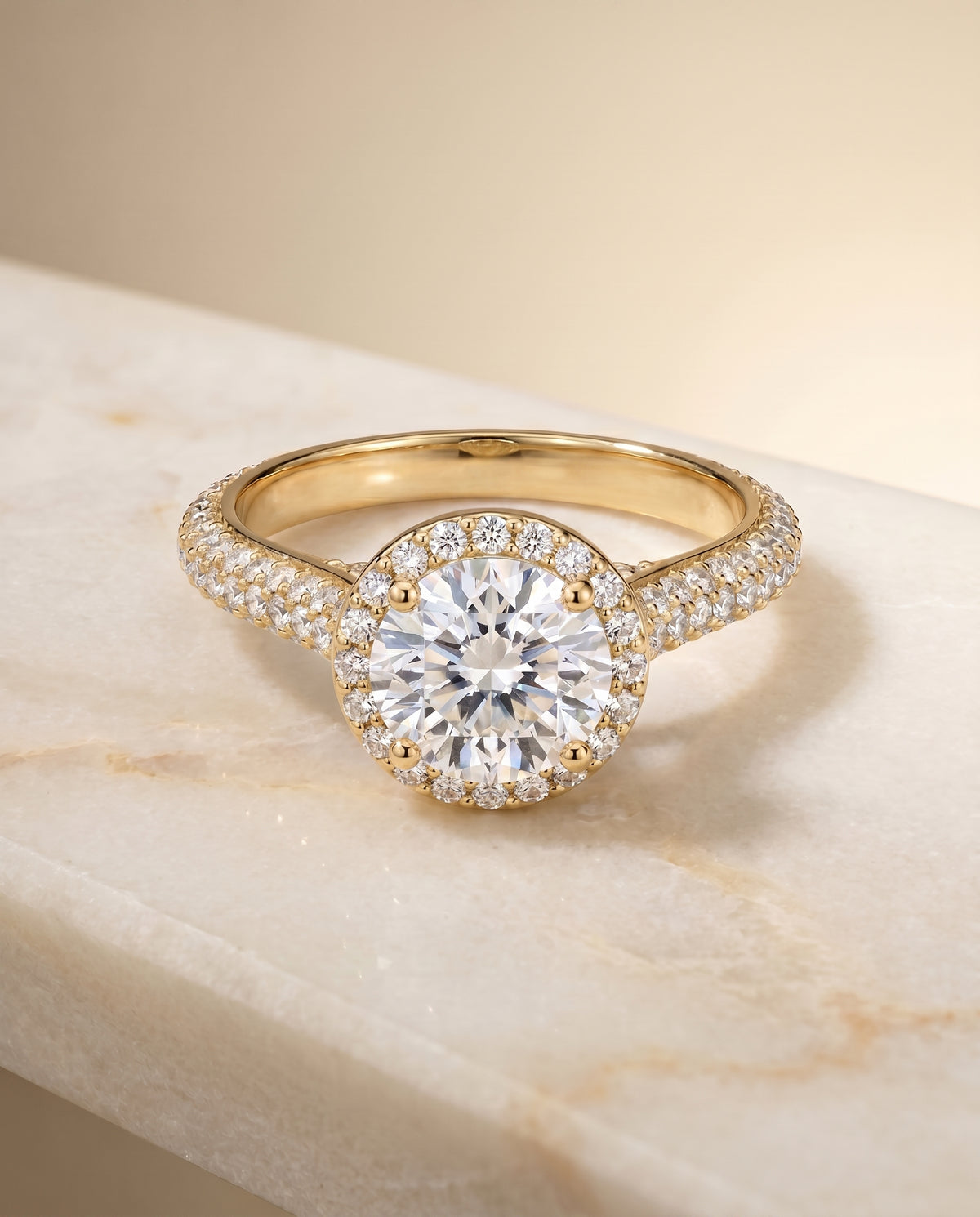 The Ella round engagement ring setting in 18K Yellow Gold | RockHer