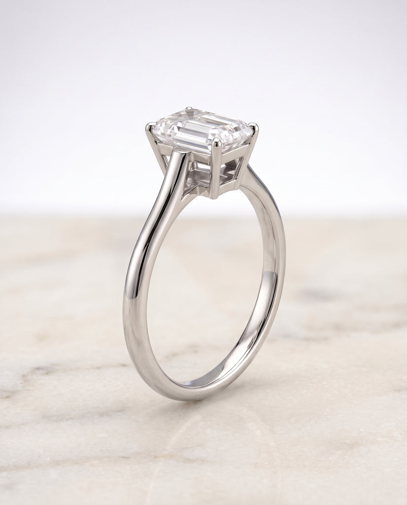 Ellie Solitaire Emerald Cut Platinum Engagement Ring