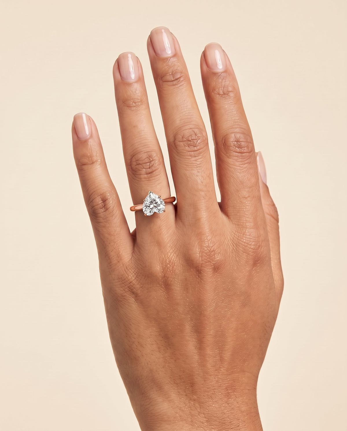 The Ellie Cathedral Comfort Fit Solitaire Heart Engagement Ring Setting in 14K Rose Gold
