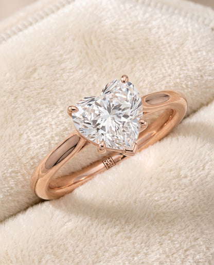 The Ellie Cathedral Comfort Fit Solitaire Heart Engagement Ring Setting in 14K Rose Gold