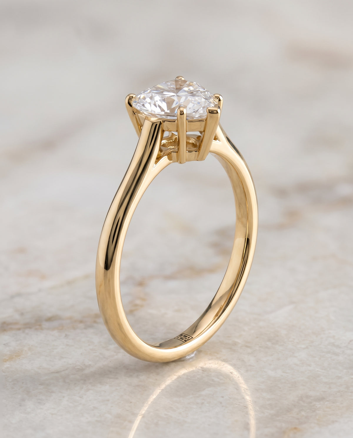 The Ellie Cathedral Comfort Fit Solitaire Heart Engagement Ring Setting in 18K Yellow Gold