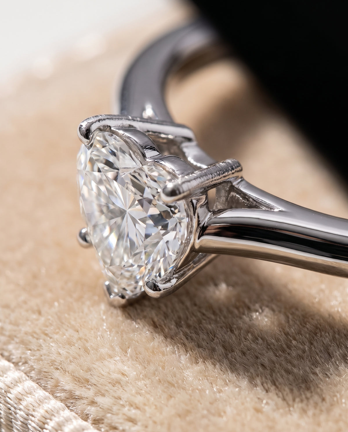 The Ellie Cathedral Comfort Fit Solitaire Heart Engagement Ring Setting in 18K White Gold