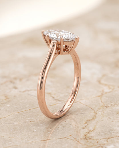 The Ellie Cathedral Comfort Fit Solitaire Marquise Engagement Ring Setting in 14K Rose Gold