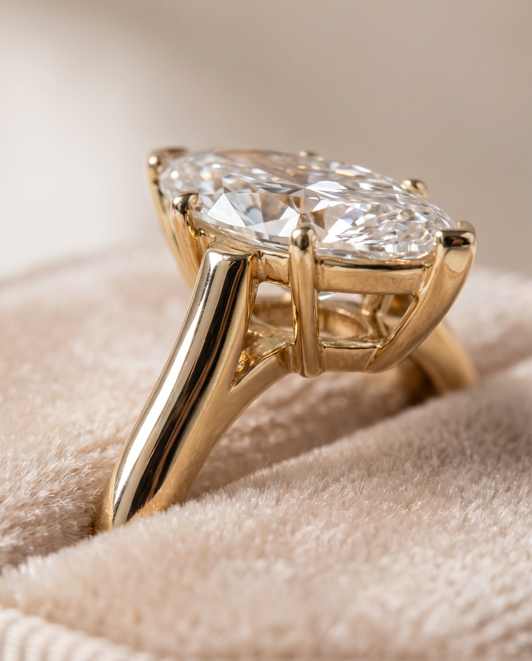 18K Yellow Gold band of The Ellie marquise engagement ring setting | RockHer