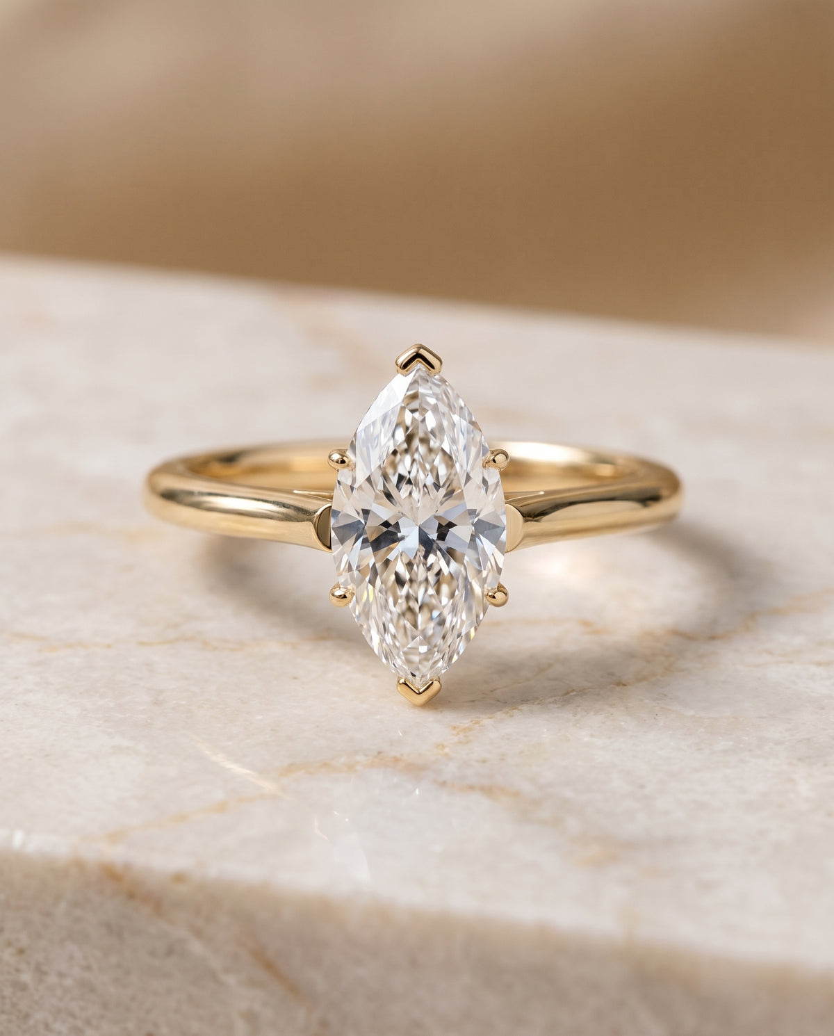 The Ellie marquise engagement ring setting in 18K Yellow Gold | RockHer