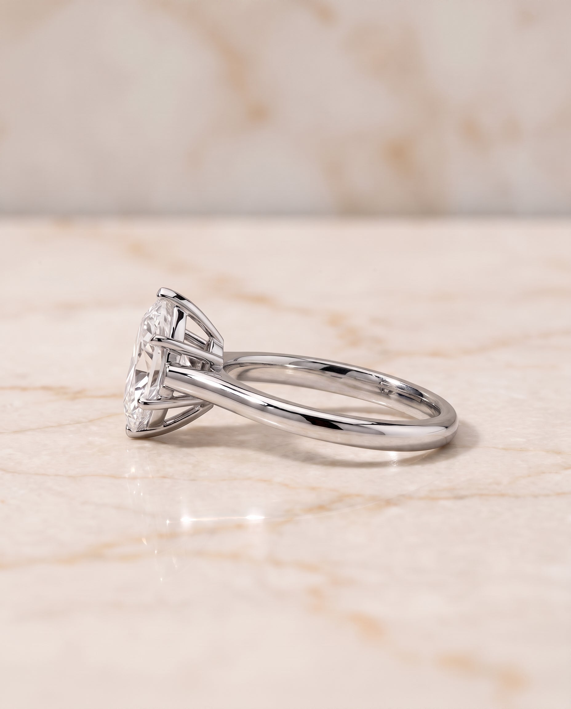 The Ellie Cathedral Comfort Fit Solitaire Marquise Engagement Ring Setting in Platinum