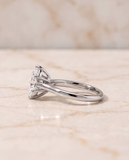 The Ellie Cathedral Comfort Fit Solitaire Marquise Engagement Ring Setting in 18K White Gold