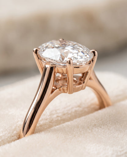 The Ellie Cathedral Comfort Fit Solitaire Oval Engagement Ring Setting in 14K Rose Gold