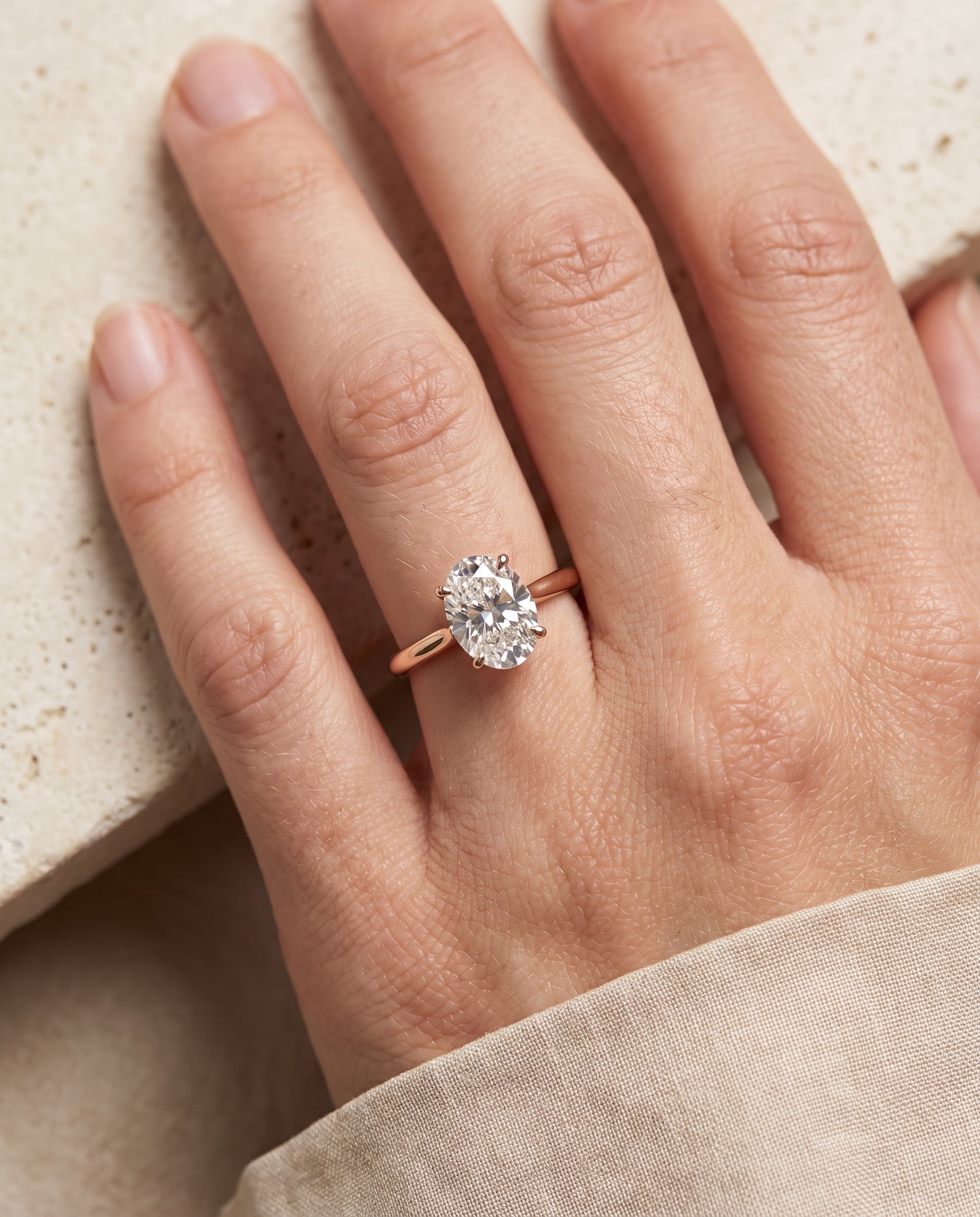 The Ellie Cathedral Comfort Fit Solitaire Oval Engagement Ring Setting in 14K Rose Gold