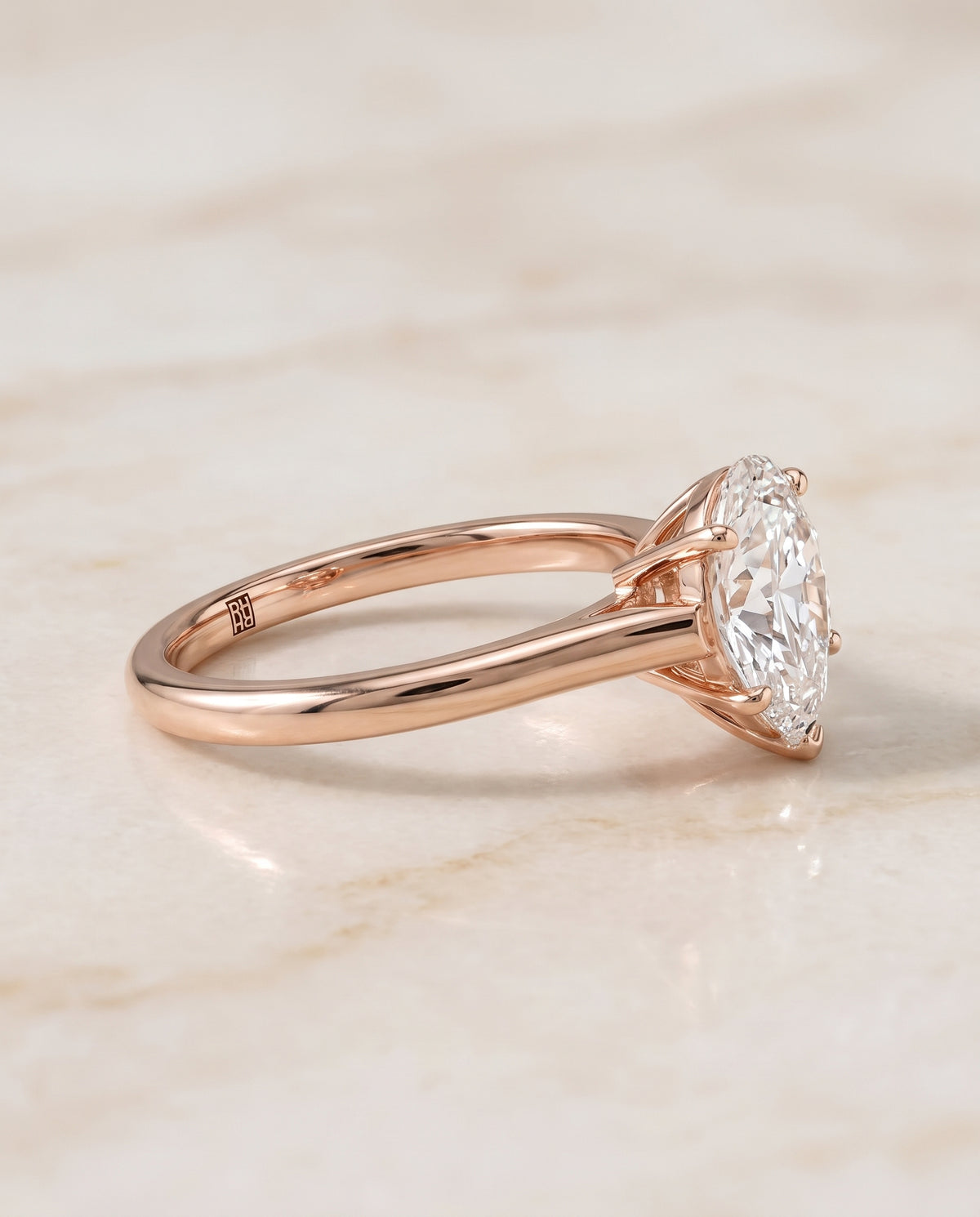 The Ellie Cathedral Comfort Fit Solitaire Pear Engagement Ring Setting in 14K Rose Gold