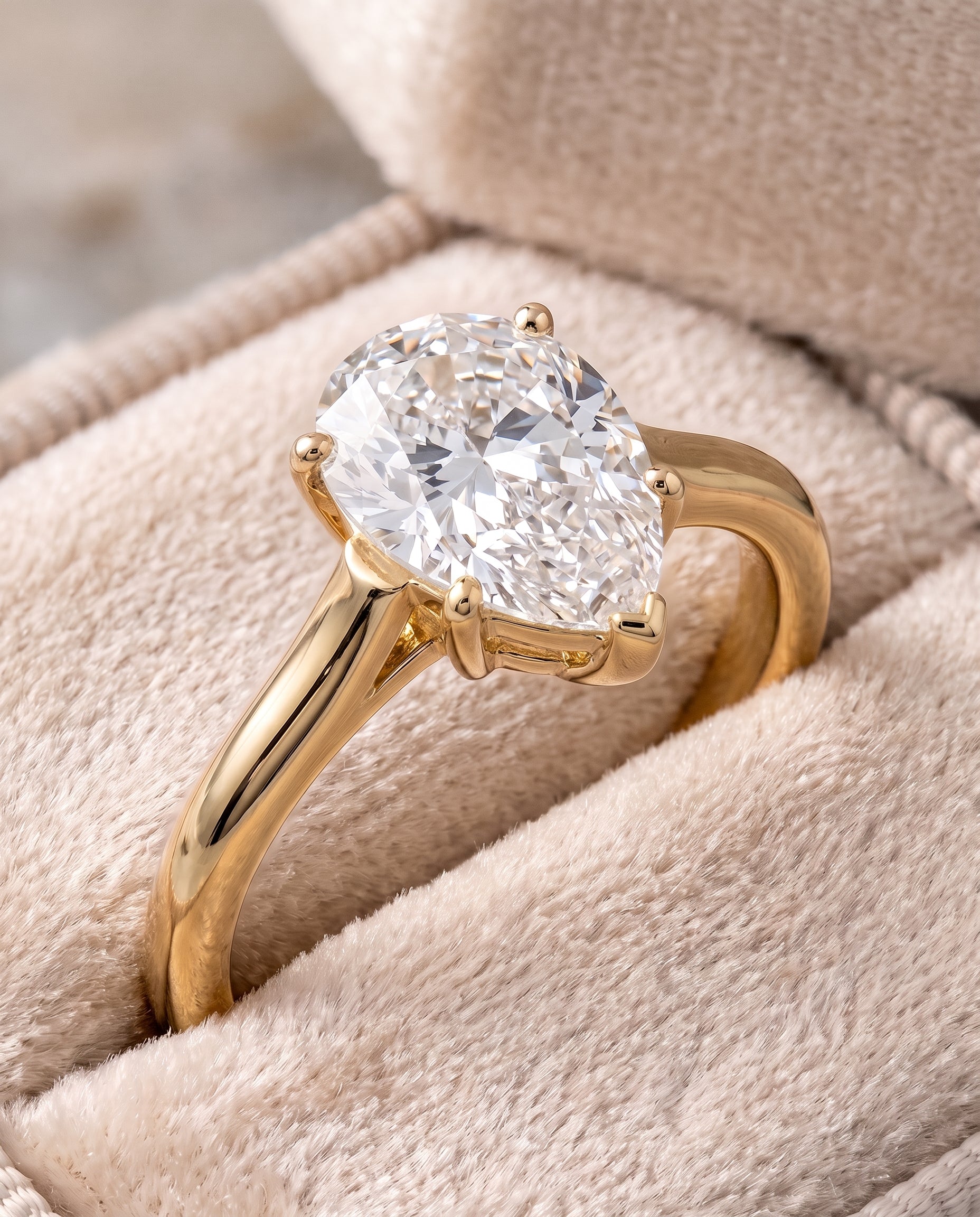 18K Yellow Gold band of The Ellie pear engagement ring setting | RockHer