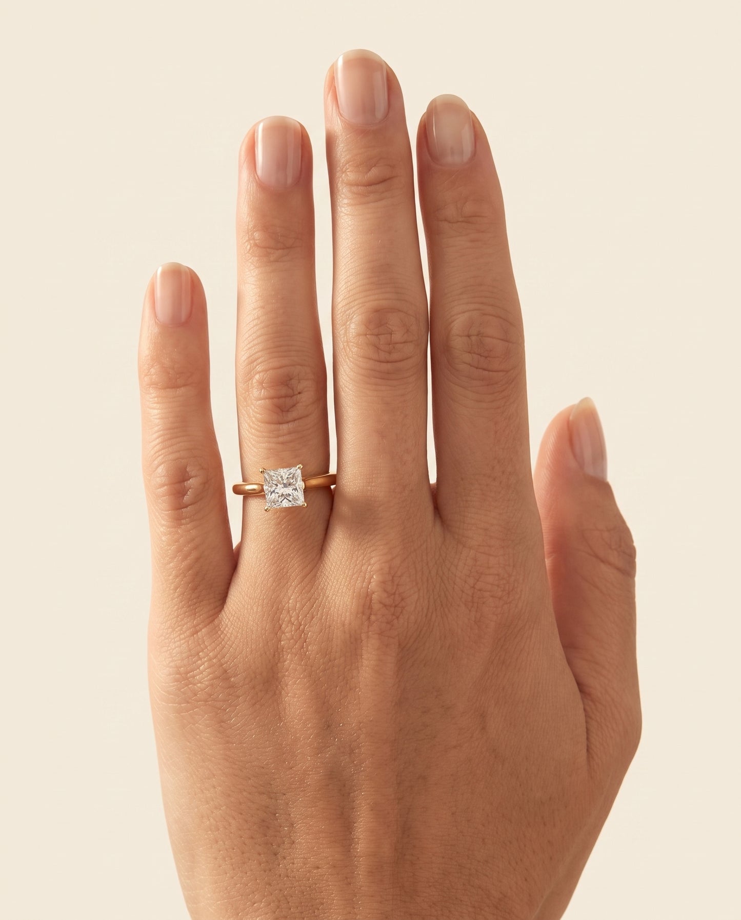 The Ellie Cathedral Comfort Fit Solitaire Princess Cut Engagement Ring Setting in 18K Yellow Gold