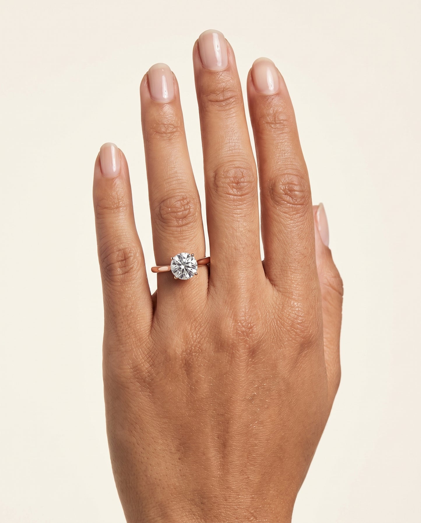 The Ellie Cathedral Comfort Fit Solitaire Round Engagement Ring Setting in 14K Rose Gold
