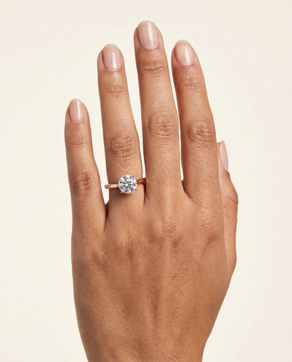 The Ellie Cathedral Comfort Fit Solitaire Round Engagement Ring Setting in 14K Rose Gold