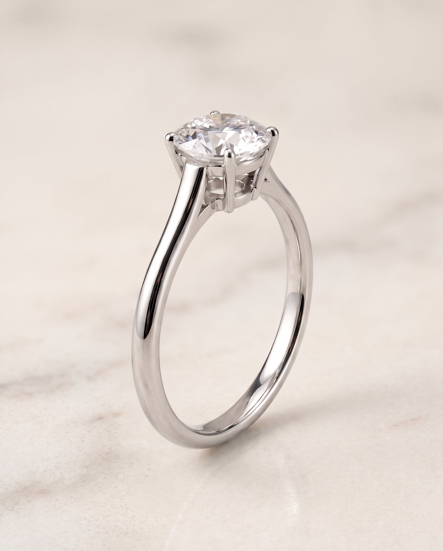 Cathedral Comfort Fit Solitaire styling on The Ellie round engagement ring setting | RockHer