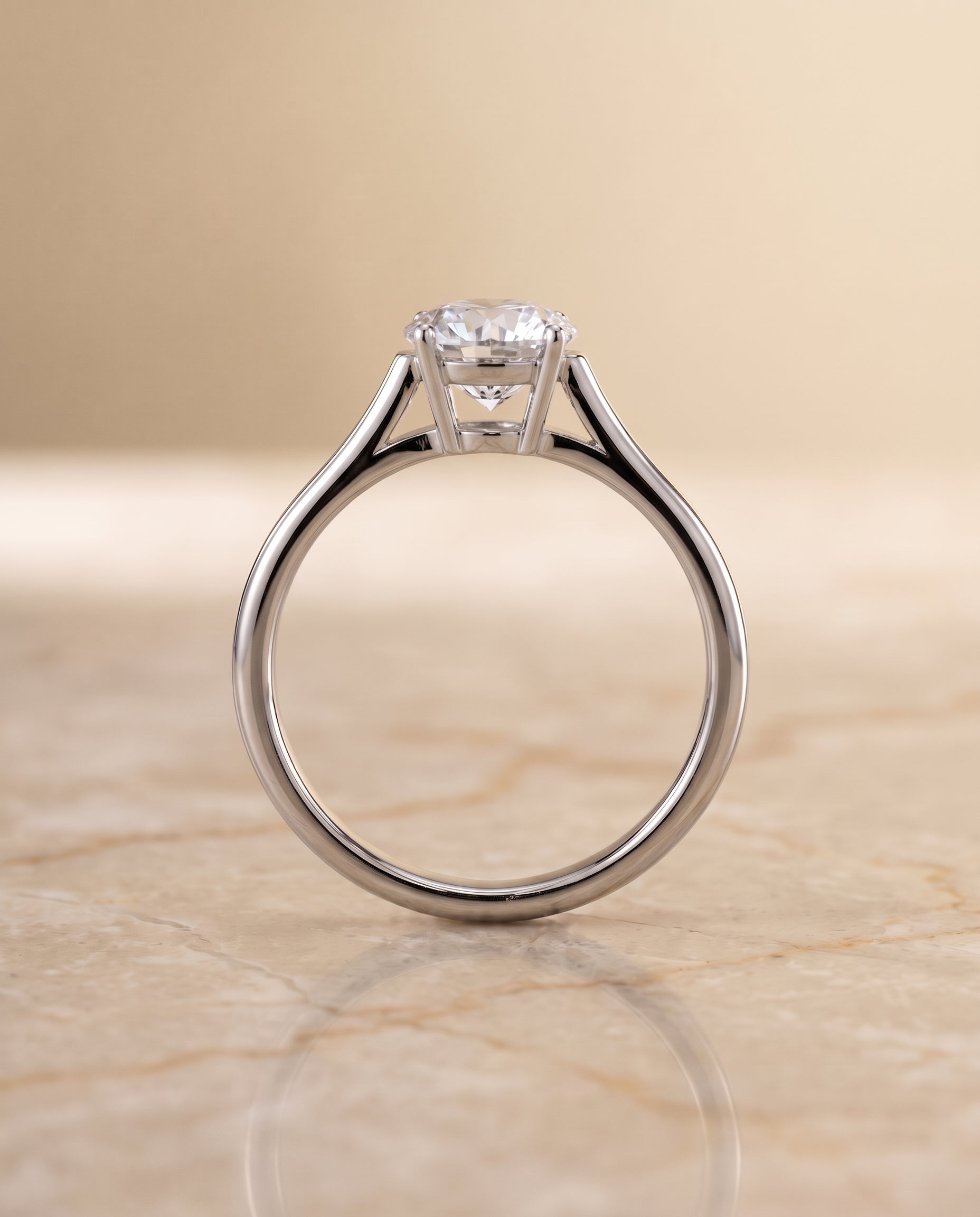 The Ellie setting for round diamonds, made to order in Platinum | RockHer