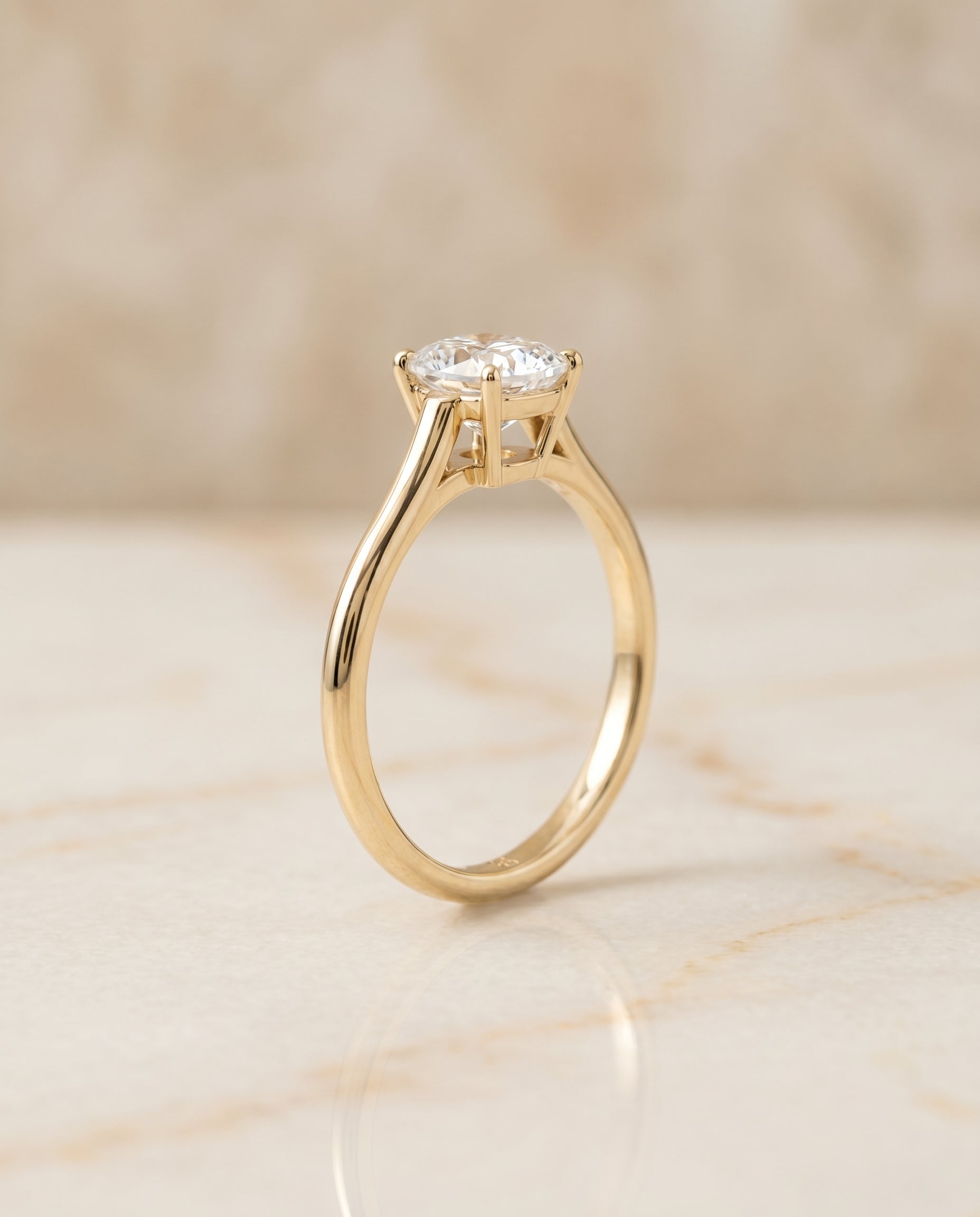 Cathedral Comfort Fit Solitaire Cut styling on The Ellie cushion engagement ring setting | RockHer