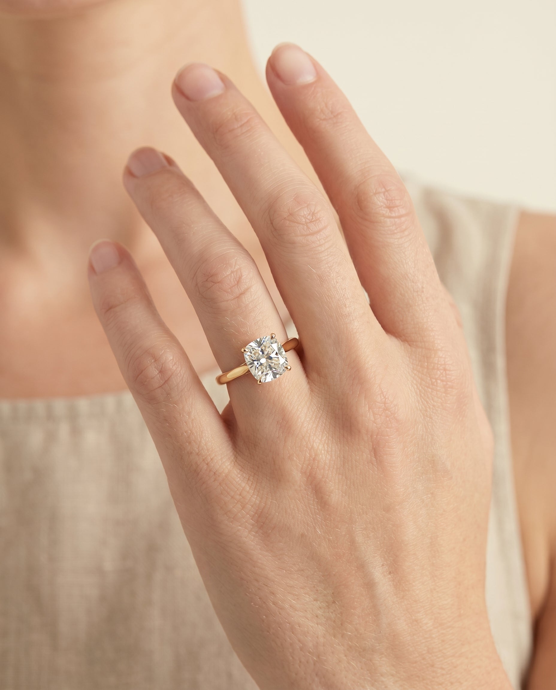 The Ellie engagement ring setting in 18K Yellow Gold, cathedral comfort fit solitaire cut design | RockHer