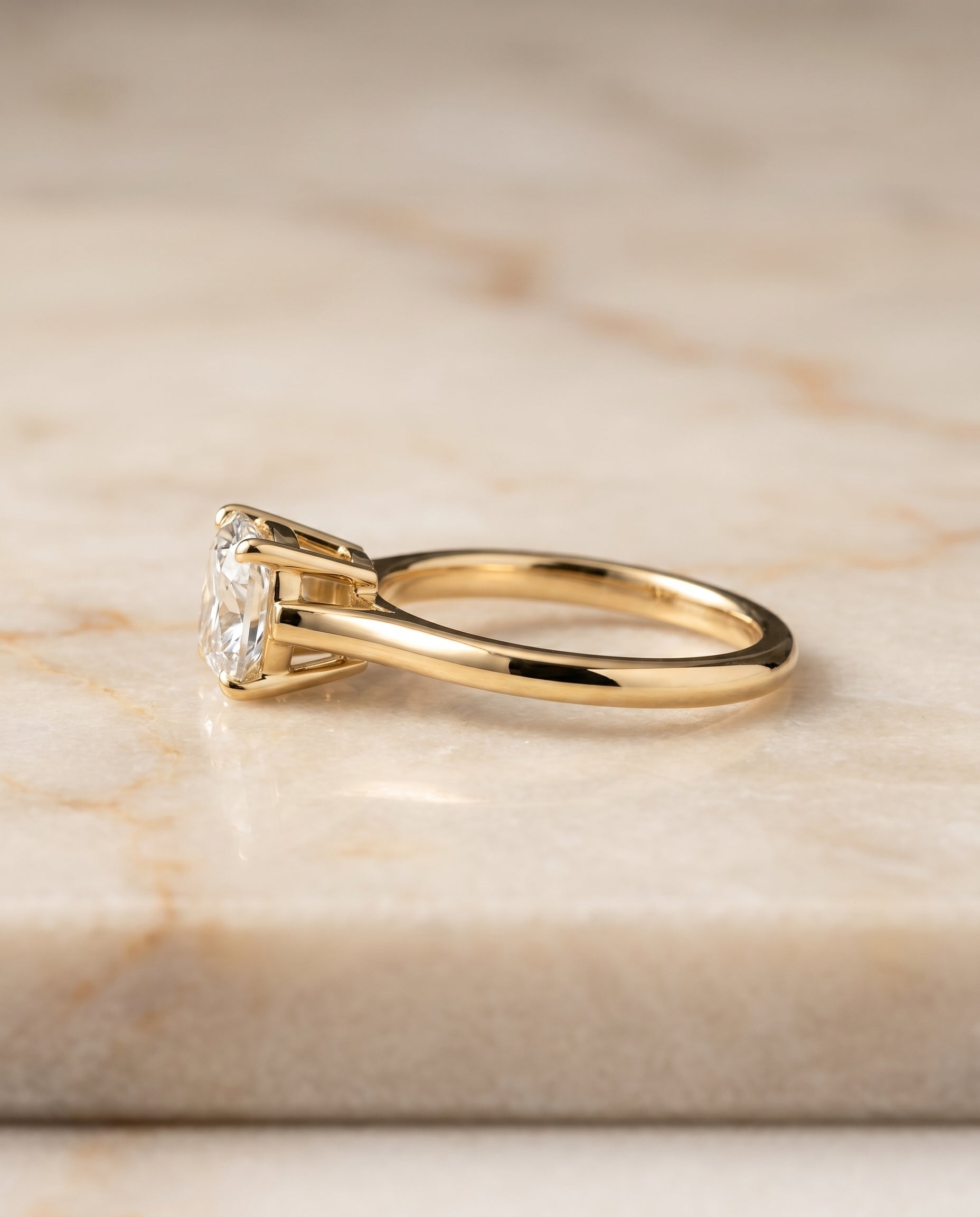 The Ellie setting for cushion diamonds, made to order in 18K Yellow Gold | RockHer
