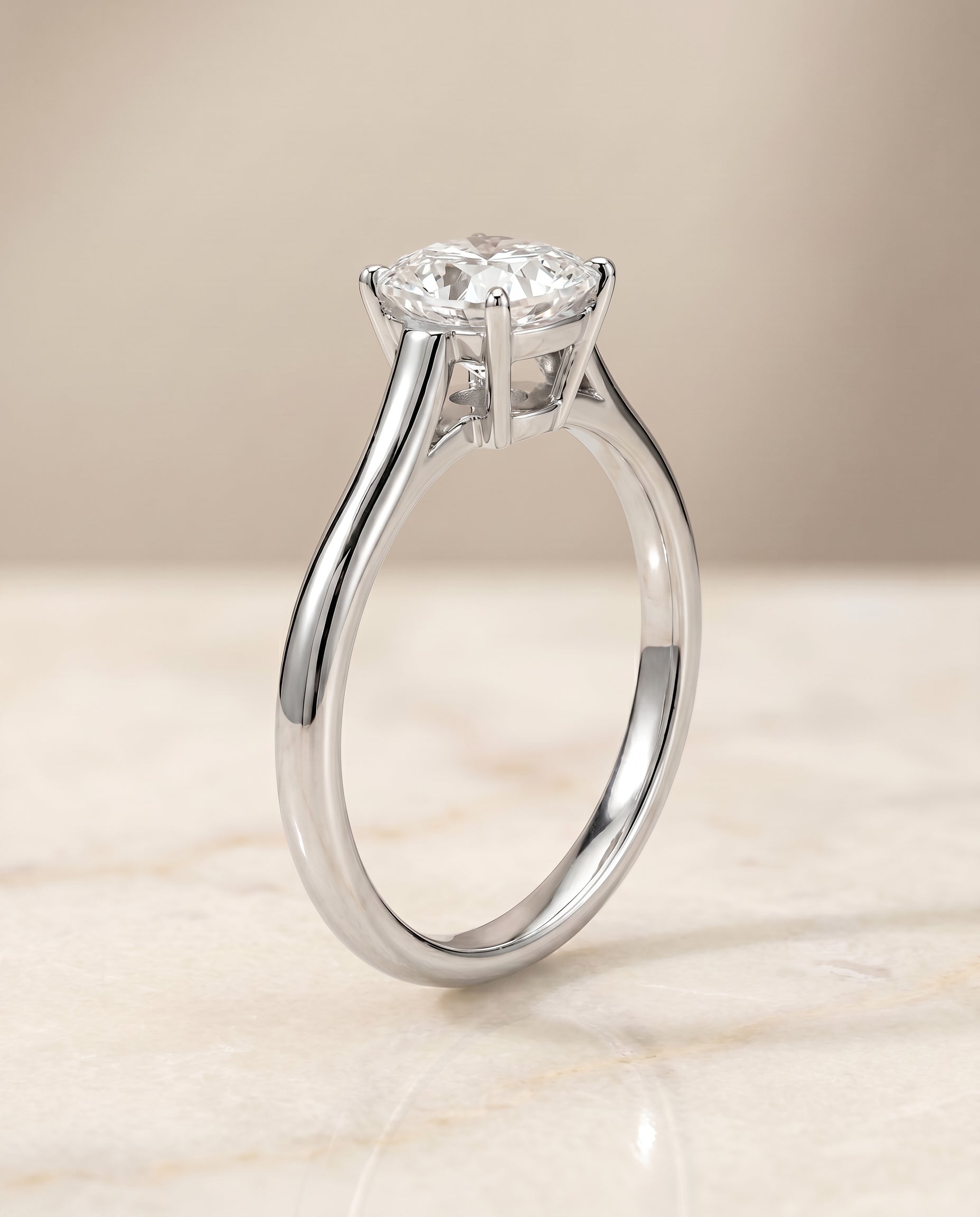 Cathedral Comfort Fit Solitaire Cut styling on The Ellie cushion engagement ring setting | RockHer
