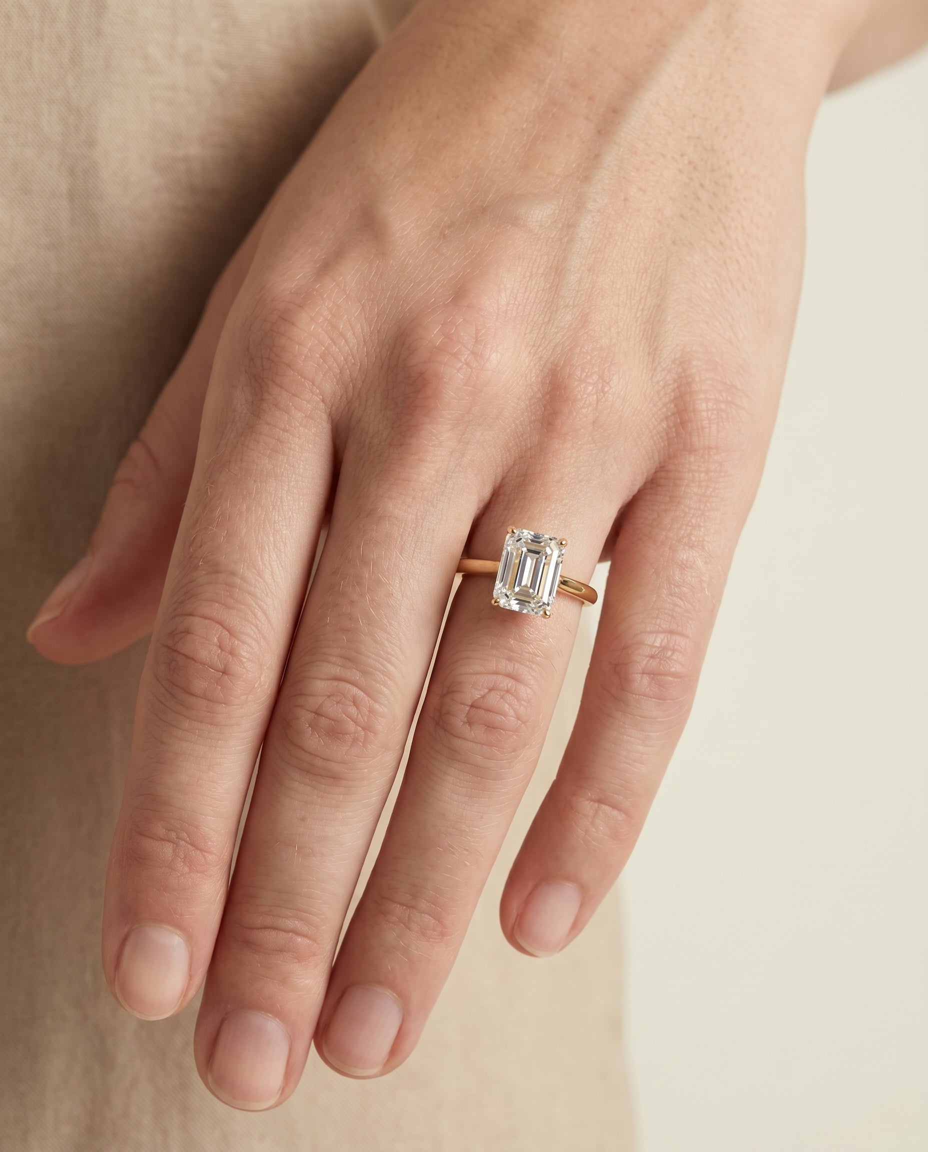 The Ellie engagement ring setting in 18K Yellow Gold, cathedral comfort fit solitaire cut design | RockHer