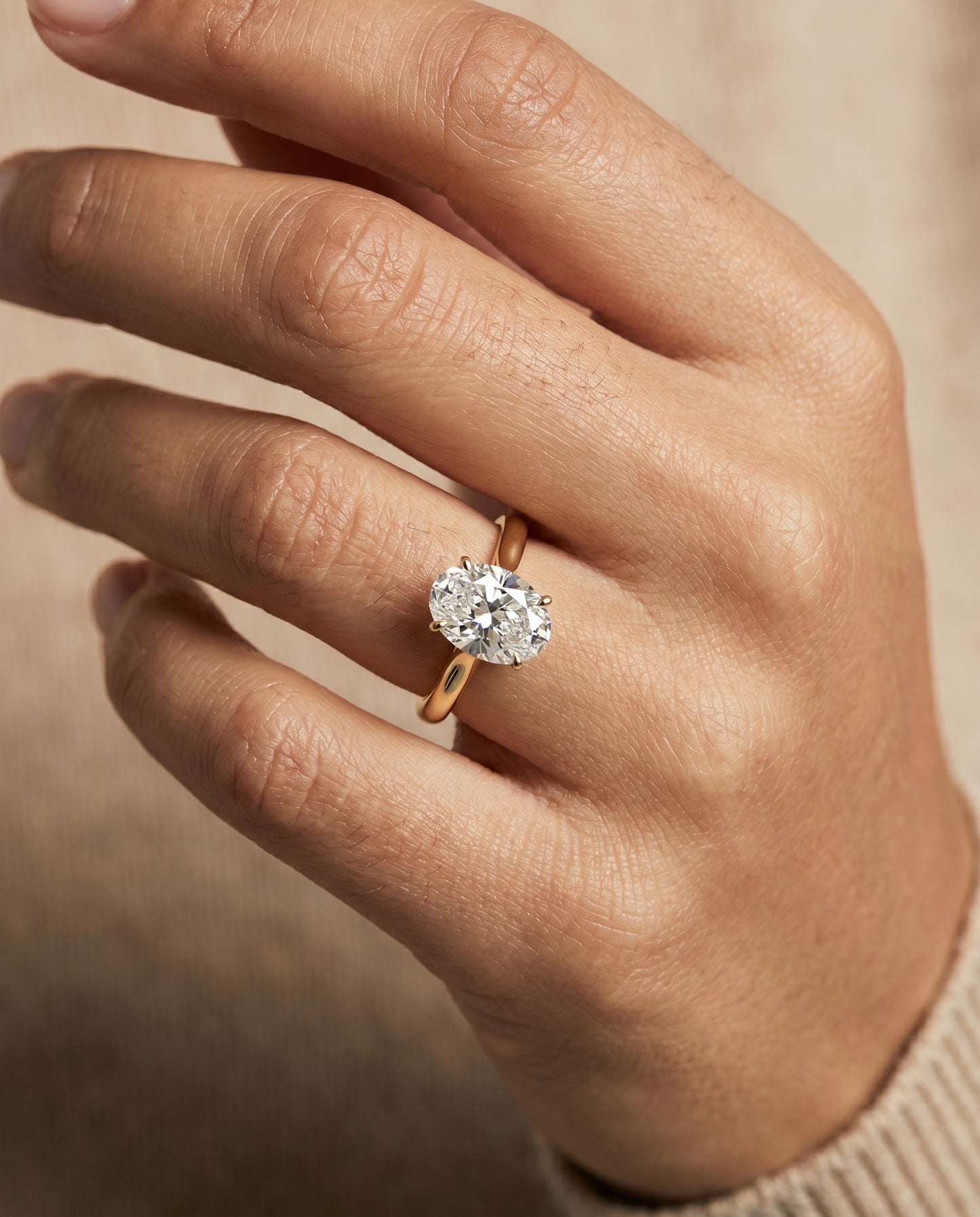 The Ellie Solitaire Engagement Ring Setting for Oval Diamonds in 18K Yellow Gold