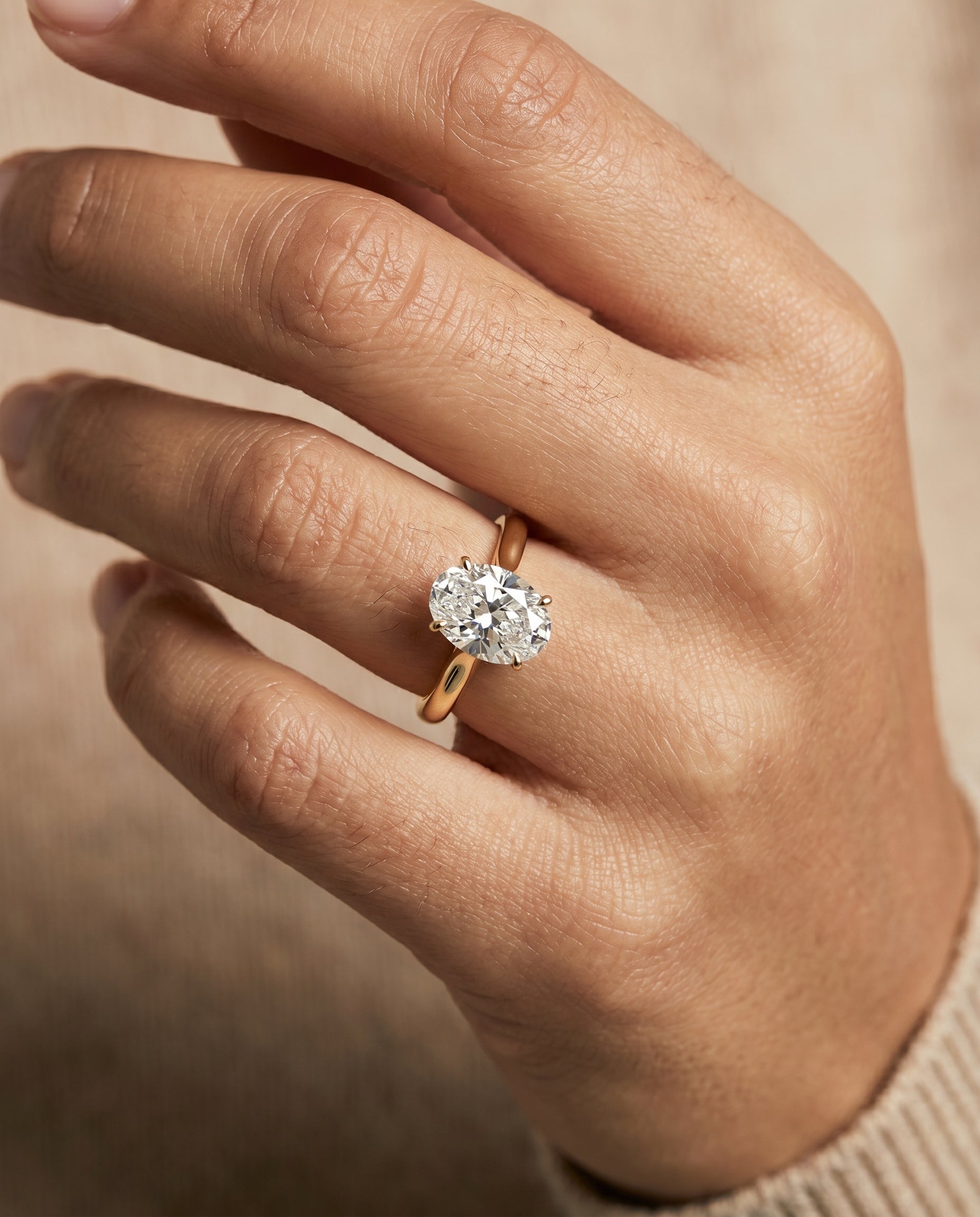 The Ellie engagement ring setting in 18K Yellow Gold, cathedral comfort fit solitaire design | RockHer
