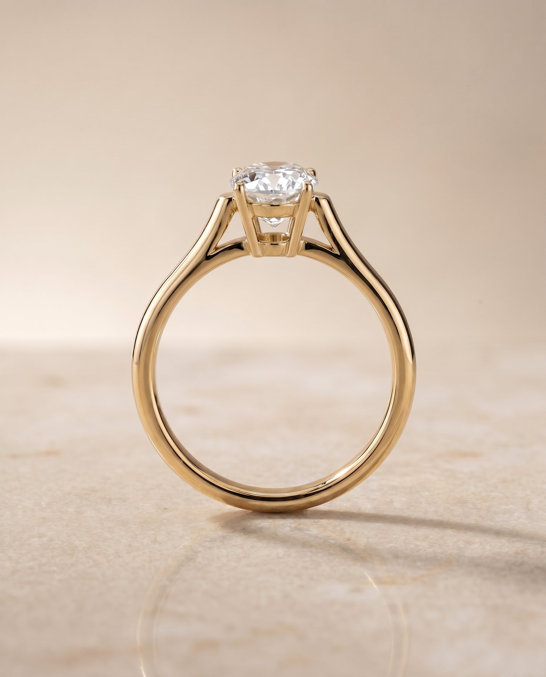 The Ellie setting for oval diamonds, made to order in 18K Yellow Gold | RockHer