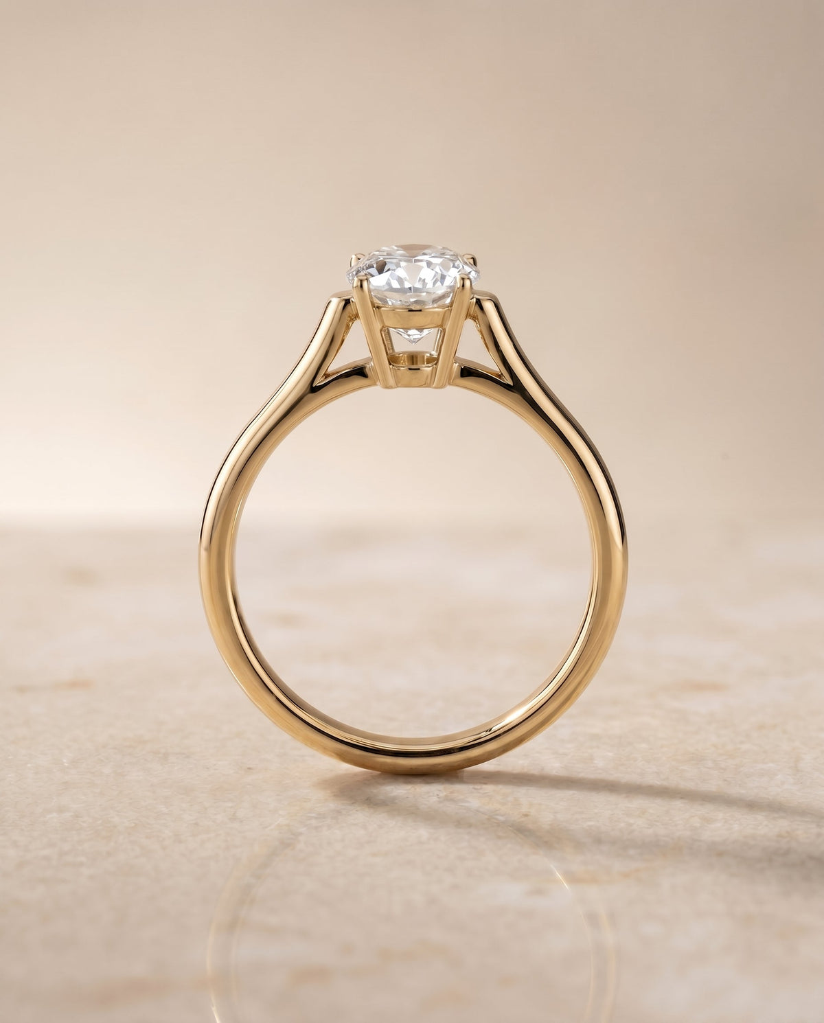 Ellie Select Solitaire Oval Lab Diamond Engagement Ring in 18K Yellow Gold, side view | RockHer