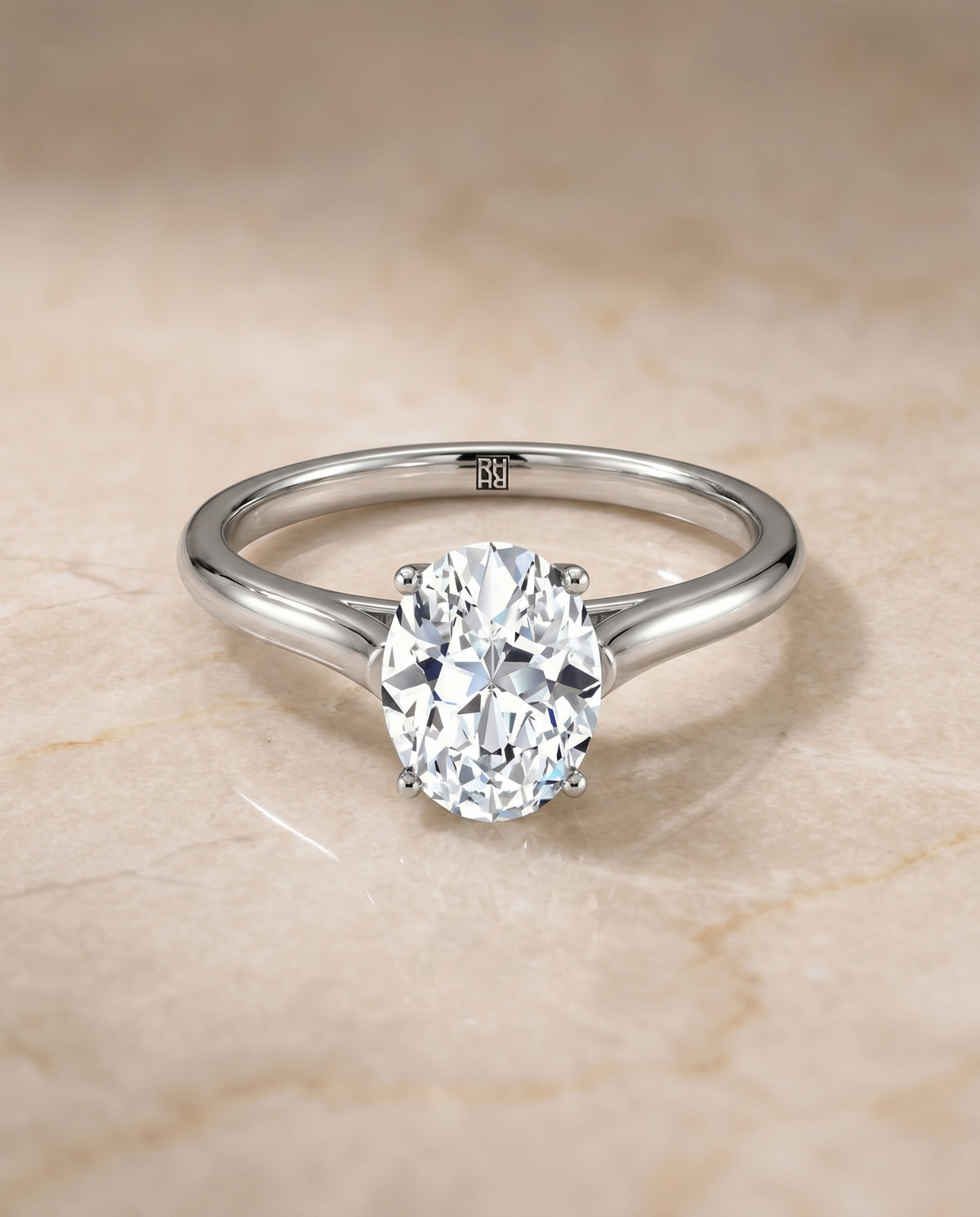 The Ellie oval engagement ring setting in Platinum | RockHer