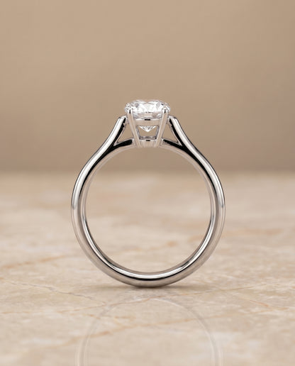 The Ellie Cathedral Comfort Fit Solitaire Oval Engagement Ring Setting in Platinum