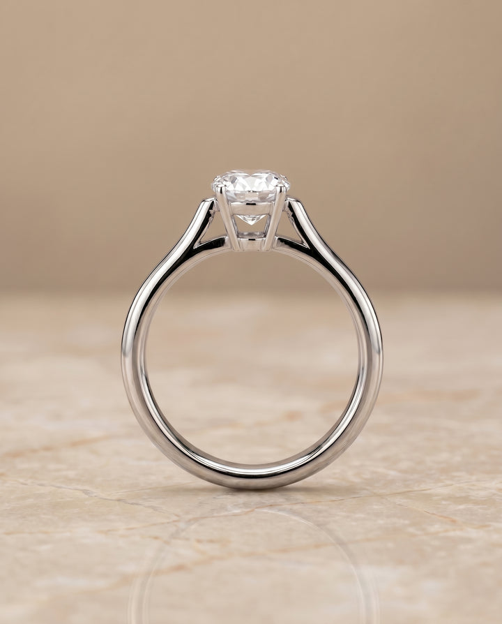 The Ellie Solitaire Engagement Ring Setting for Oval Diamonds in Platinum