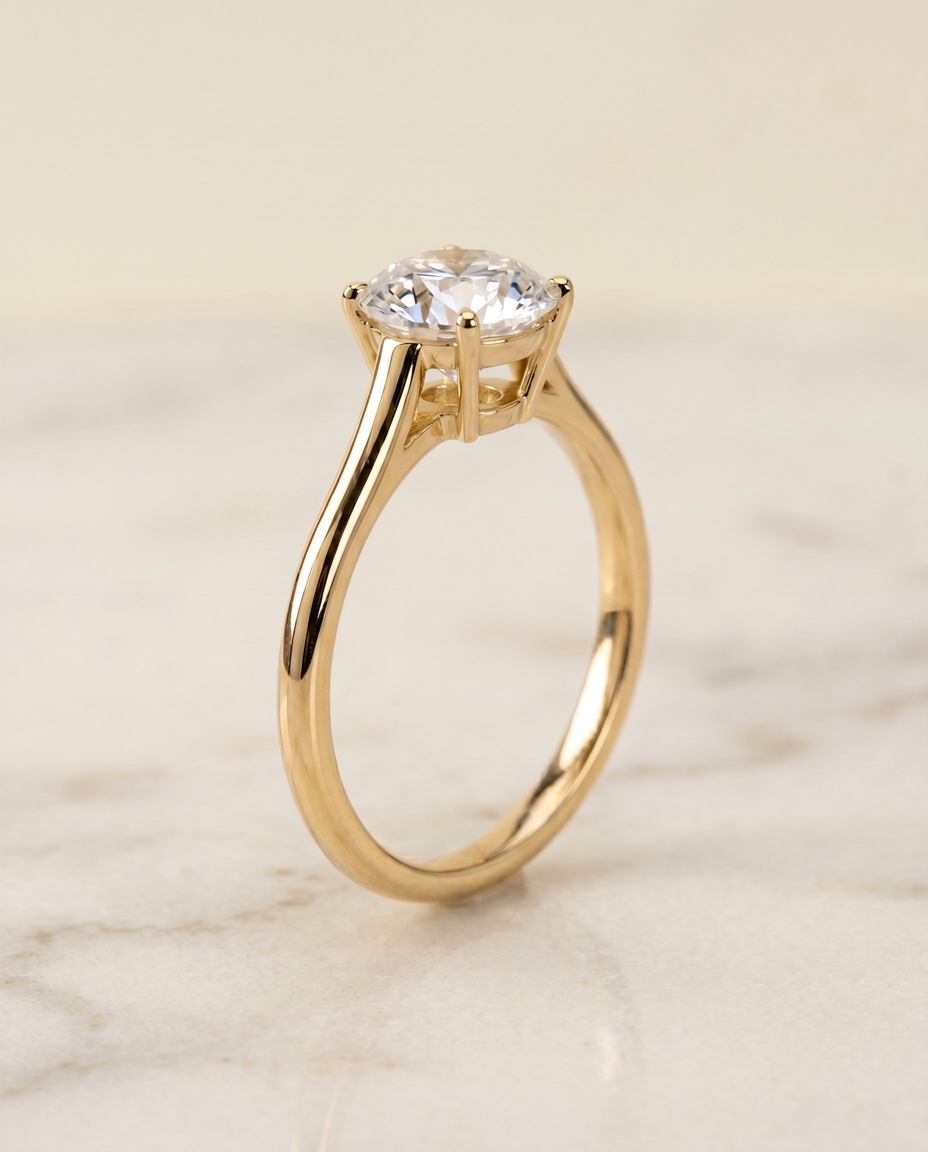 Cathedral Comfort Fit Solitaire styling on The Ellie round engagement ring setting | RockHer