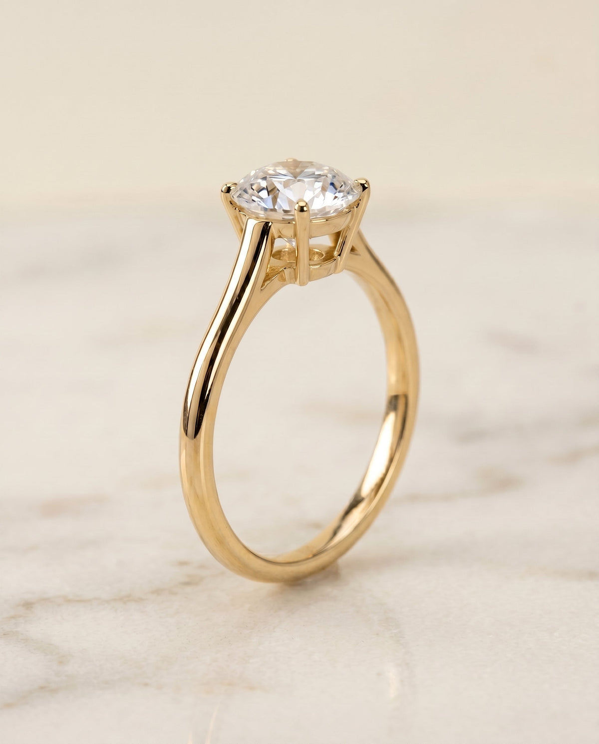 Ellie Select Solitaire Round Lab Diamond Engagement Ring in 18K Yellow Gold, front view | RockHer