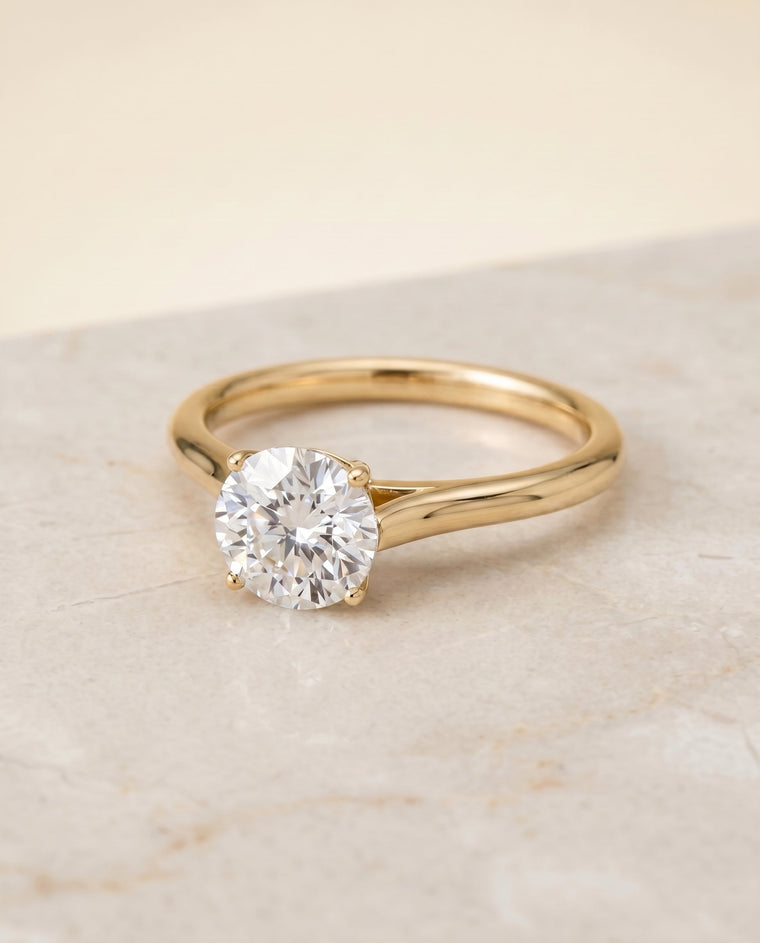 The Ellie Select Solitaire Round Lab Diamond Engagement Ring in 18K Yellow Gold