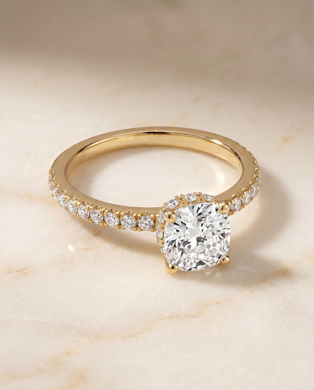The Elliott cushion engagement ring setting in 18K Yellow Gold | RockHer