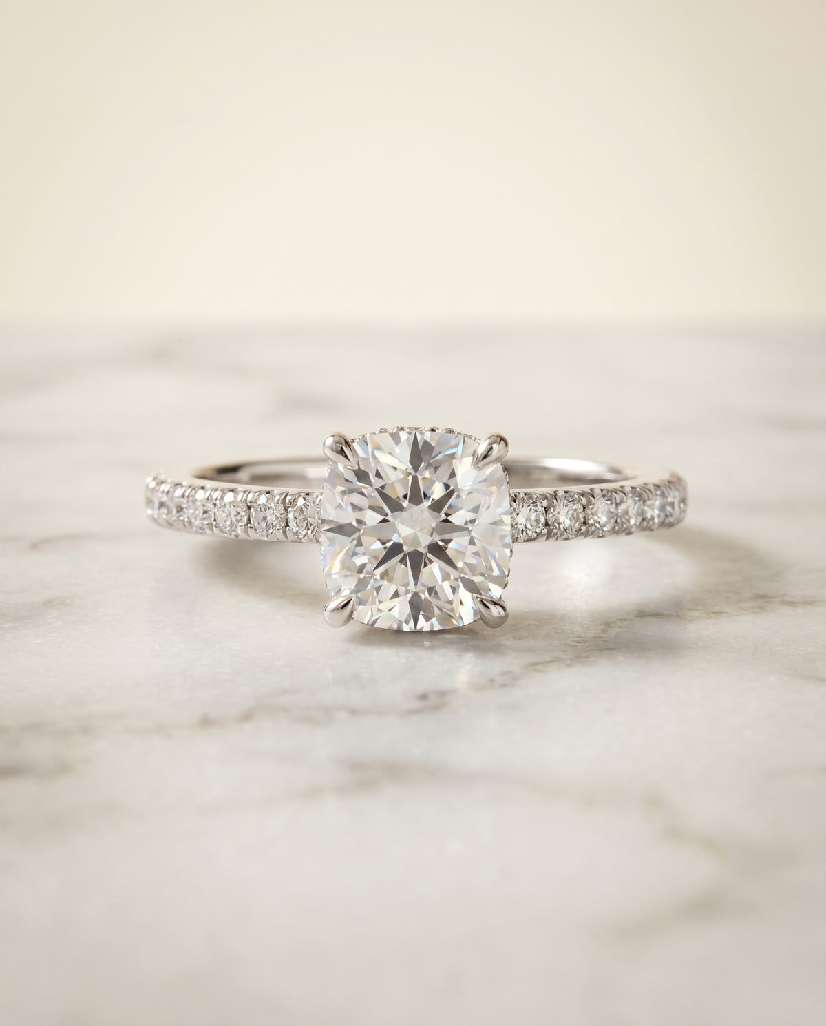 The Elliott cushion engagement ring setting in Platinum | RockHer