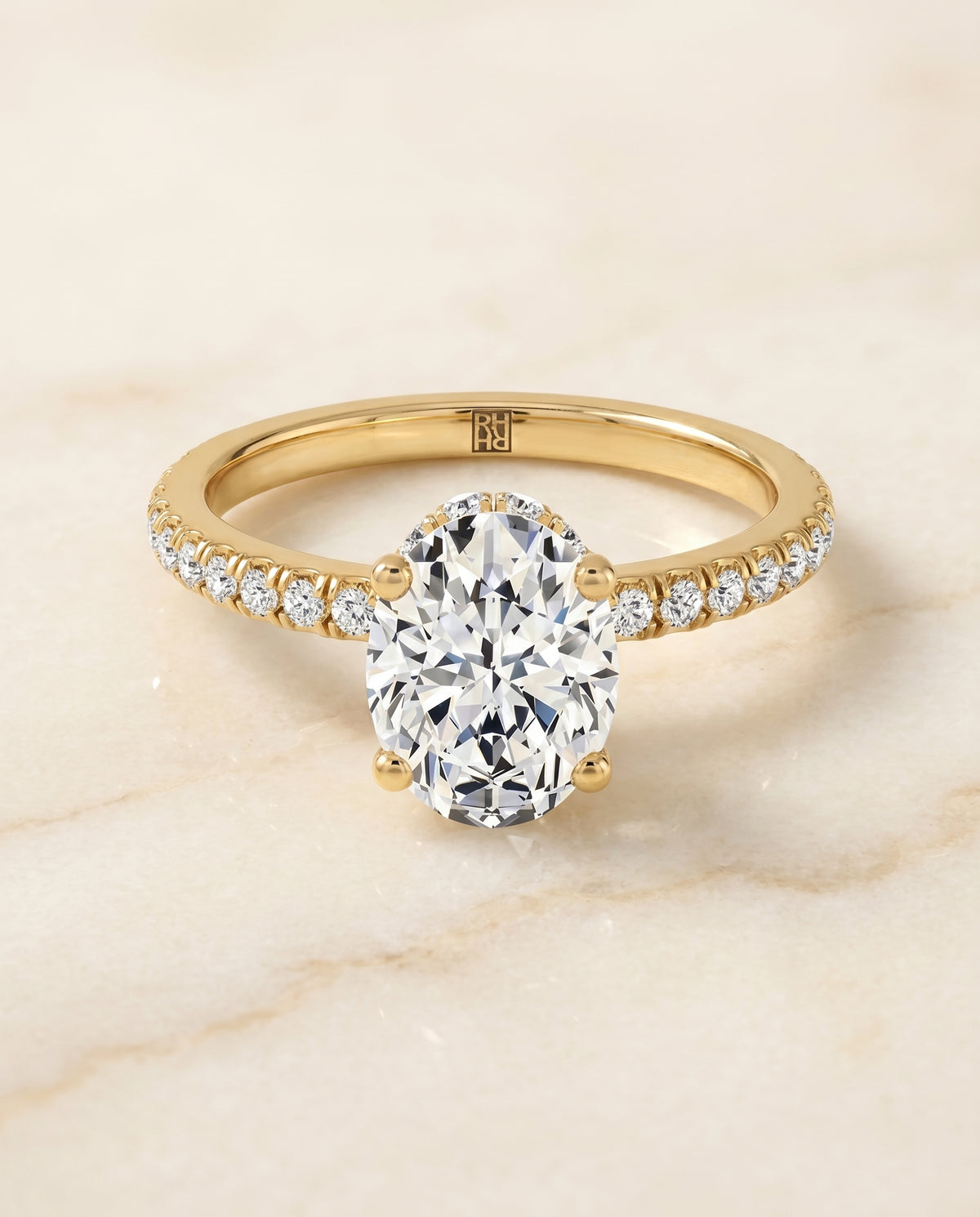 The Elliott oval engagement ring setting in 18K Yellow Gold | RockHer