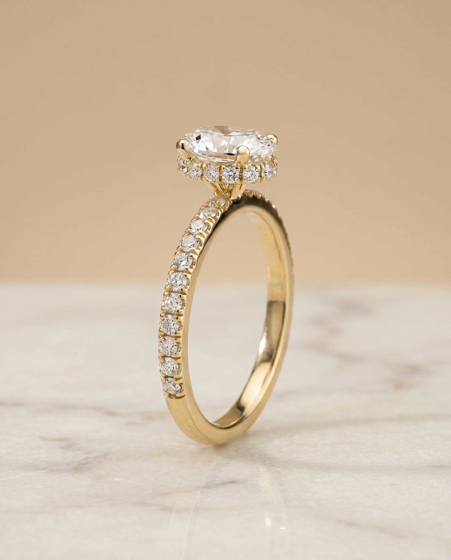 Hidden Halo Pavé styling on The Elliott oval engagement ring setting | RockHer