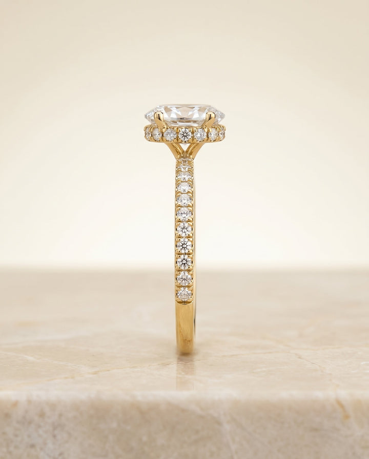 The Elliott Select Pavé Engagement Ring with Lab Diamond in 18K Yellow Gold - view 5