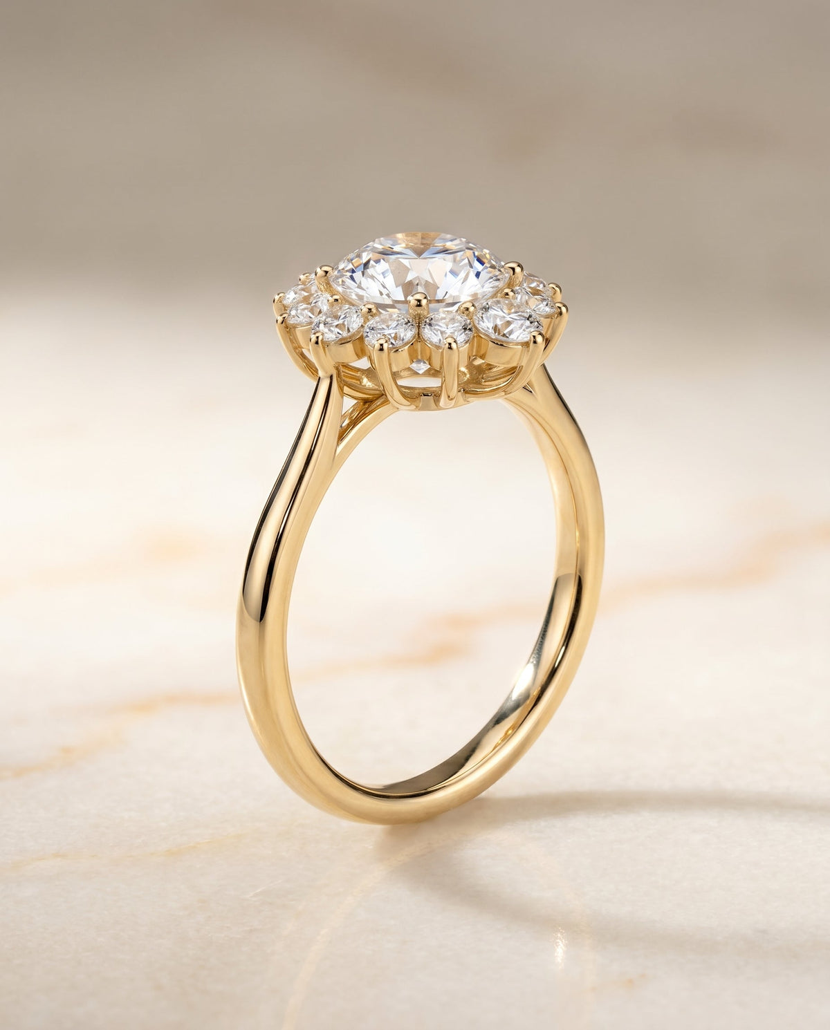 Eloise Select Halo Round Lab Diamond Engagement Ring in 18K Yellow Gold, front view | RockHer