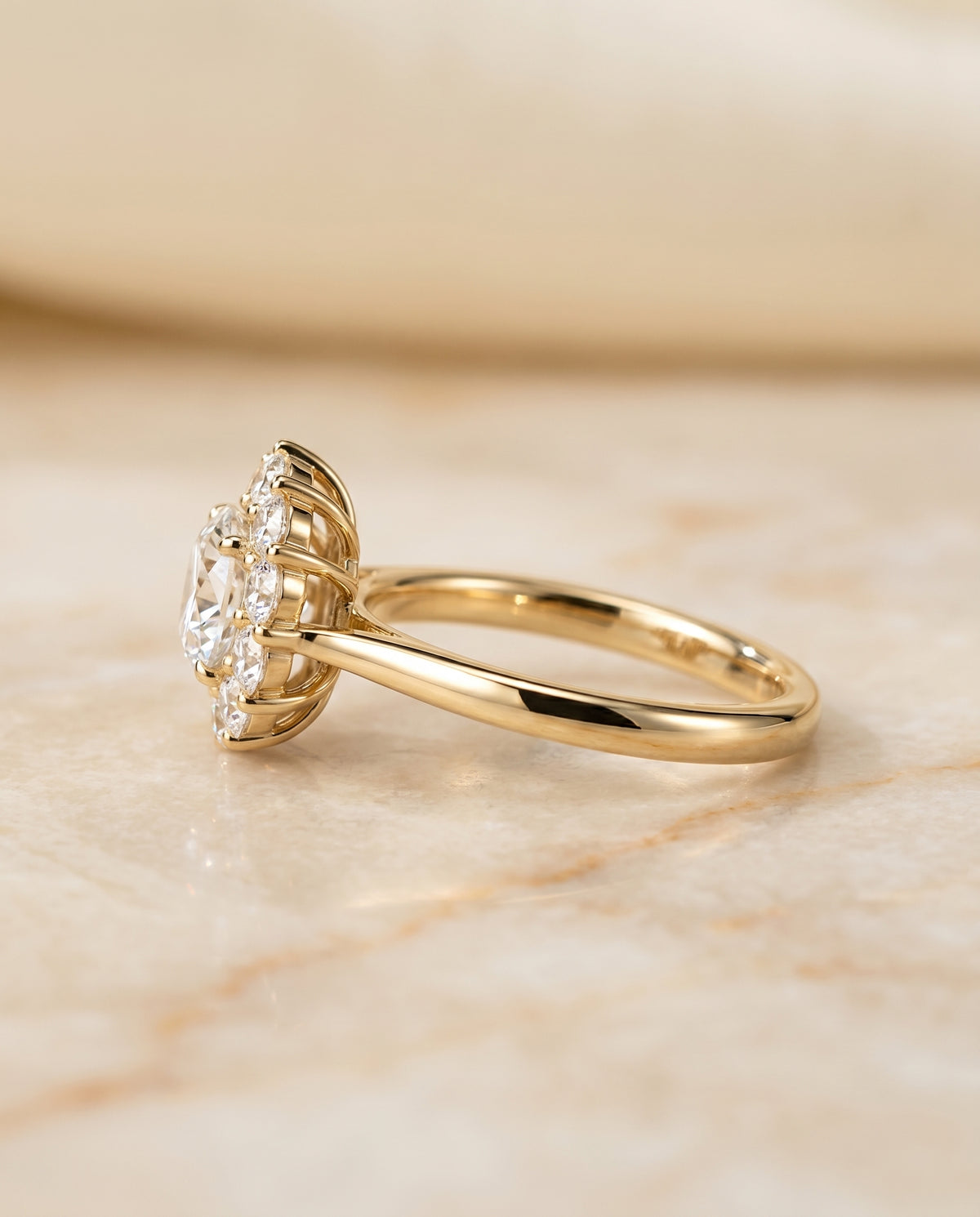 The Eloise setting for round diamonds, made to order in 18K Yellow Gold | RockHer