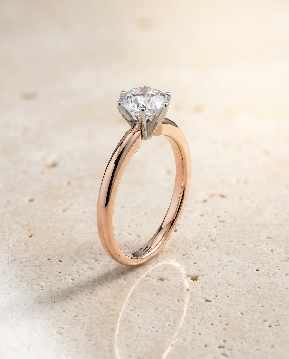 The Elsa Timeless Comfort Fit Rounded Solitaire Round Engagement Ring Setting in 14K Rose Gold