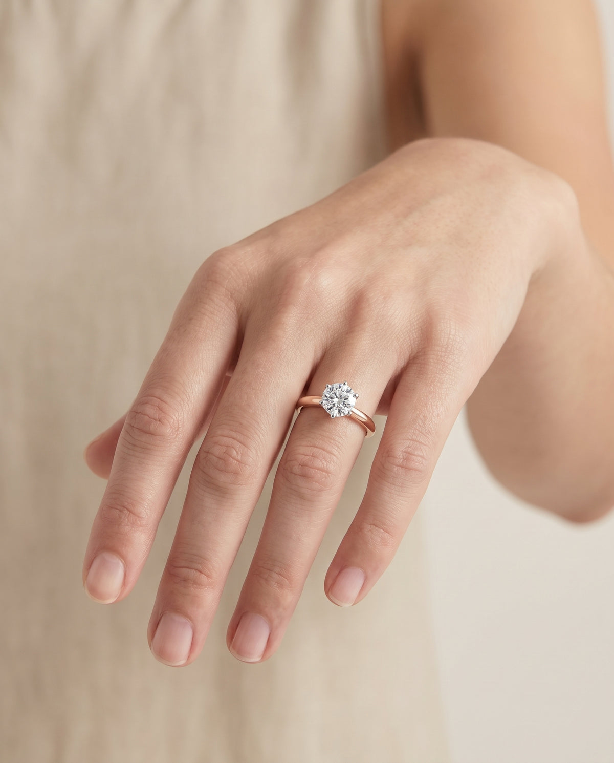 The Elsa Timeless Comfort Fit Rounded Solitaire Round Engagement Ring Setting in 14K Rose Gold