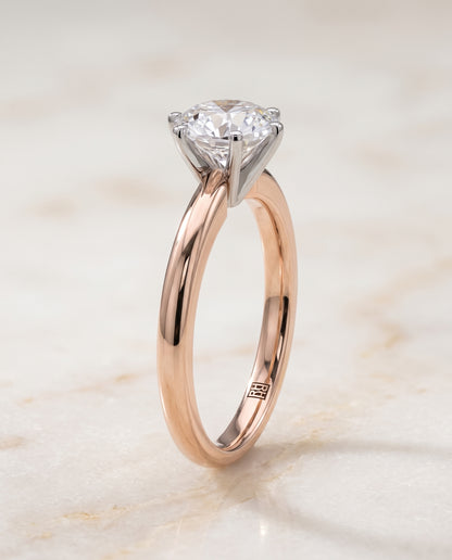 The Elsa Timeless Comfort Fit Rounded Solitaire Round Engagement Ring Setting in 14K Rose Gold