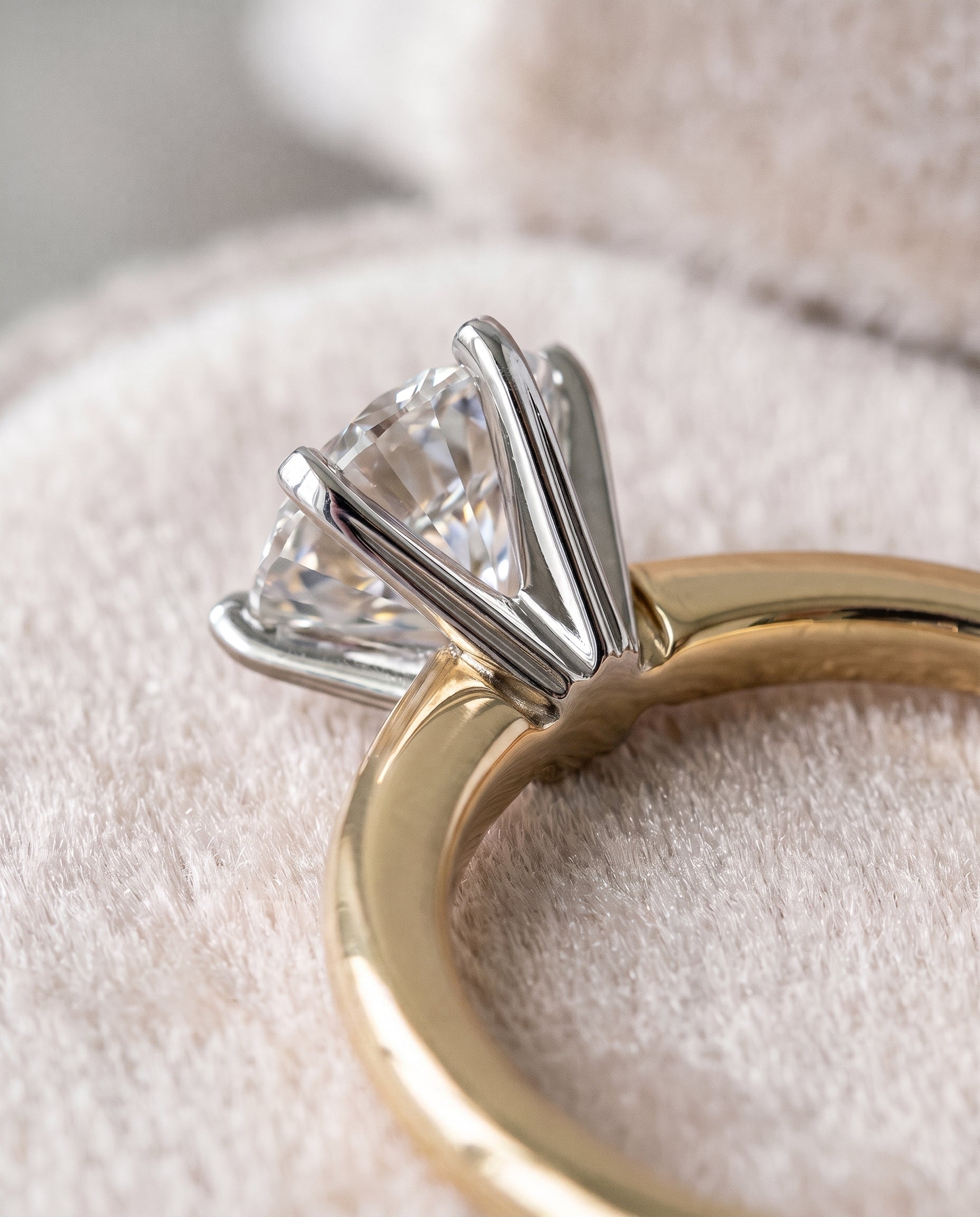 18K Yellow Gold band of The Elsa round engagement ring setting | RockHer