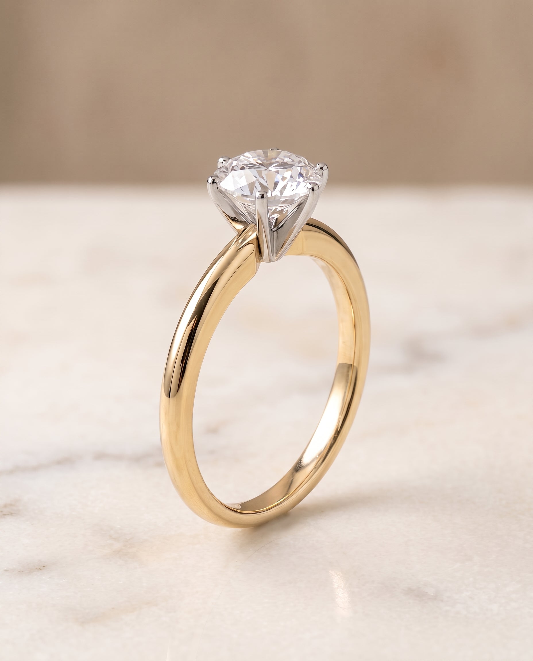 Timeless Comfort Fit Rounded Solitaire styling on The Elsa round engagement ring setting | RockHer