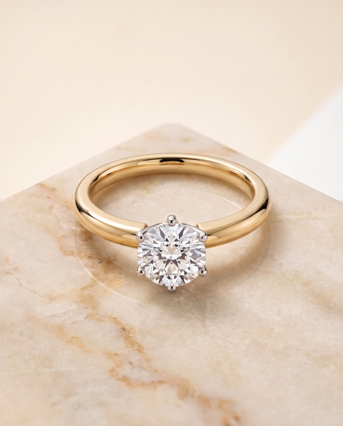 The Elsa round engagement ring setting in 18K Yellow Gold | RockHer