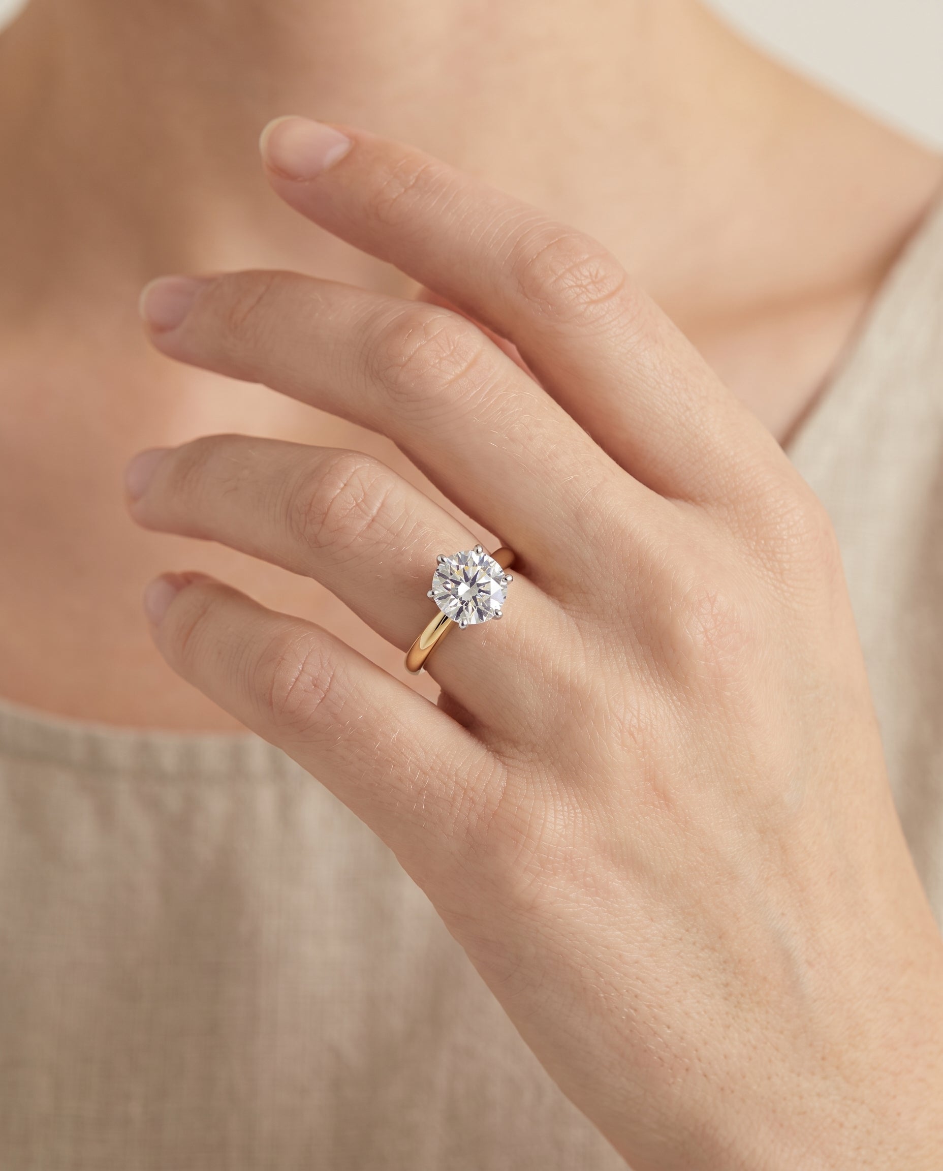 The Elsa engagement ring setting in 18K Yellow Gold, timeless comfort fit rounded solitaire design | RockHer