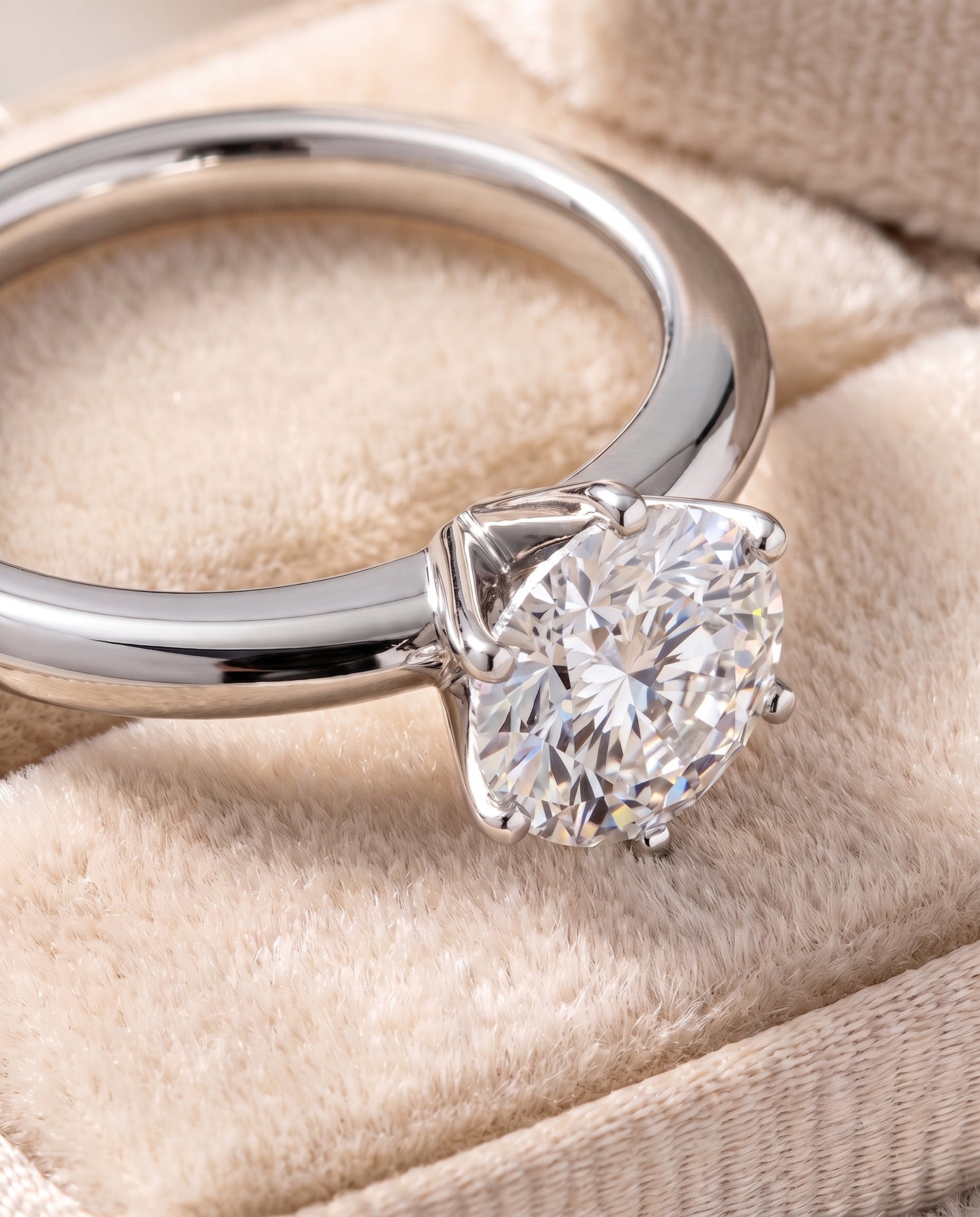The Elsa Timeless Comfort Fit Rounded Solitaire Round Engagement Ring Setting in Platinum